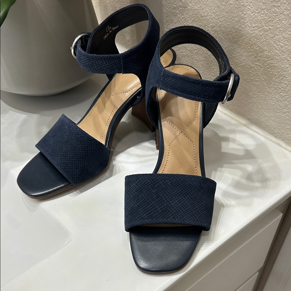 NYDJ Navy Block Heel Sandals